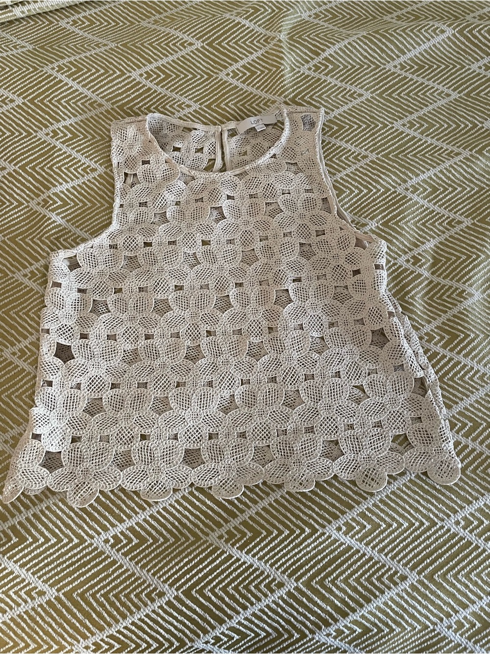 LOFT Cream Floral Crochet Sleeveless Camisole